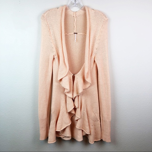 Free People Sweaters - Free People Sweeping Ruffle Peach Cardigan